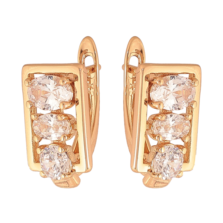 Сережки Xuping колір Позолота 18К англійський замок "Візерунок з кристалами" фото №20 Сережки Xuping колір Позолота 18К англійський замок "Візерунок з кристалами" фото №20