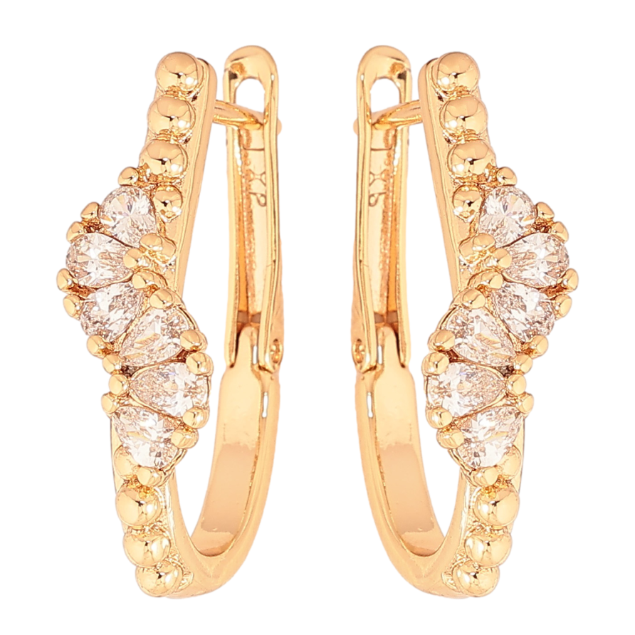 Сережки Xuping колір Позолота 18К англійський замок "Візерунок з кристалами" фото №1