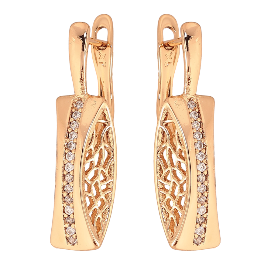 Сережки Xuping колір Позолота 18К англійський замок "Різний візерунок з доріжками кристалів" фото №1