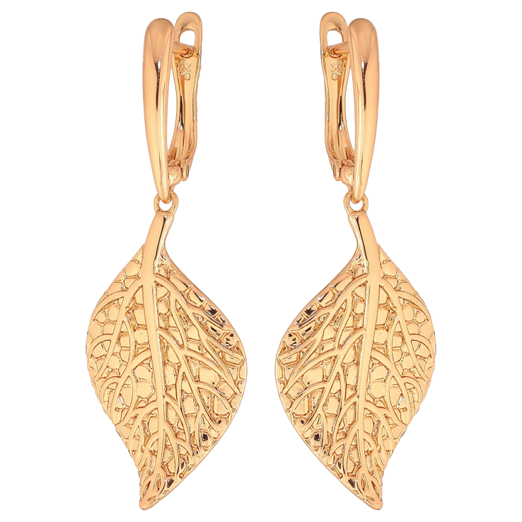 Серьги Xuping цвет Позолота 18К английский замок "Подвески листики" фото №18