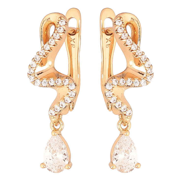 Сережки Xuping колір Позолота 18K англійський замок "Підвіски з кристалами" фото №5