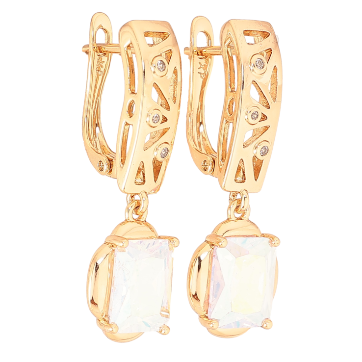 Сережки Xuping колір Позолота 18K англійський замок "Підвіски з райдужними кристалами" фото №17