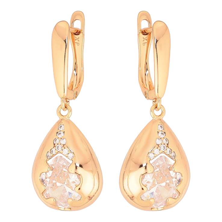 Сережки Xuping колір Позолота 18K англійський замок "Підвіски з кристалами" фото №10