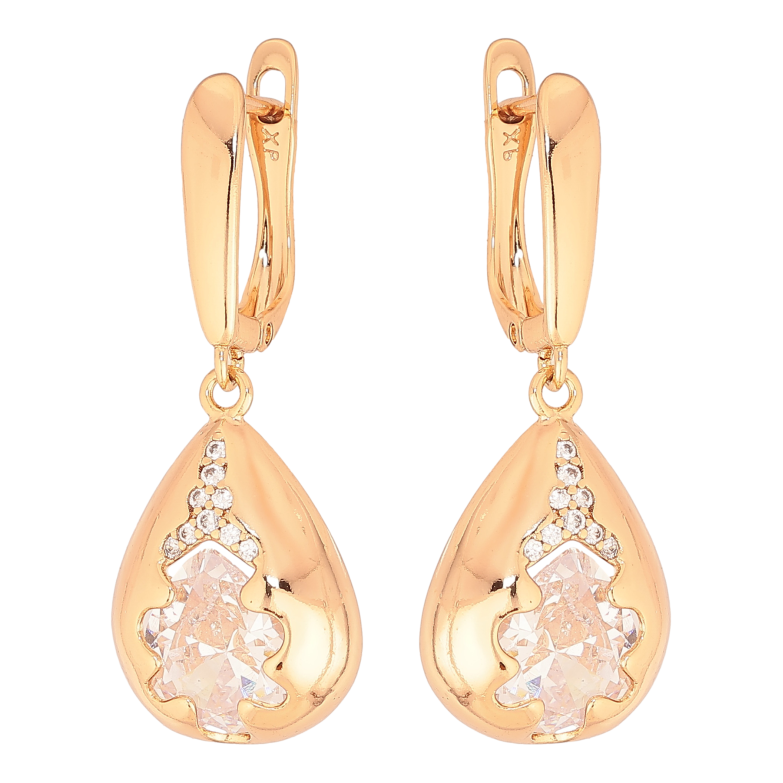 Серьги Xuping цвет Позолота 18K английский замок "Подвески с кристаллами" фото №1