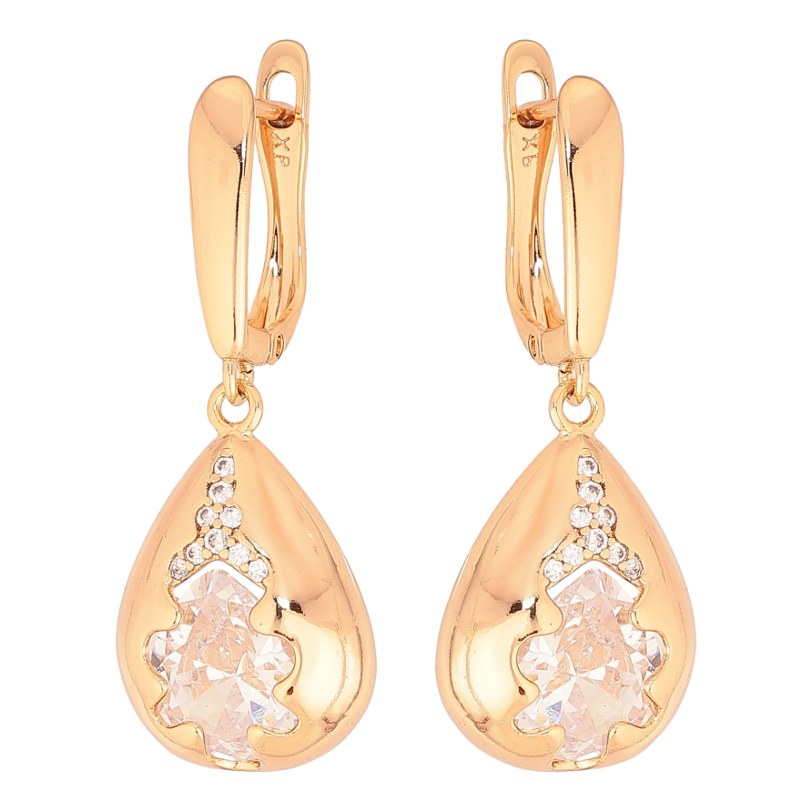 Серьги Xuping цвет Позолота 18K английский замок "Подвески с кристаллами" фото №1