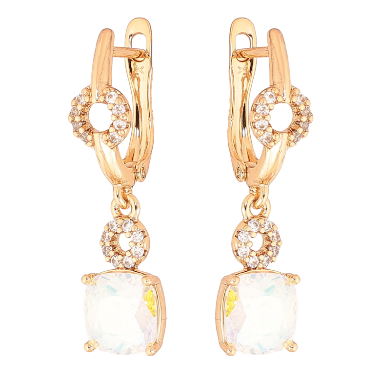 Сережки Xuping колір Позолота 18K англійський замок "Підвіски з райдужними кристалами" фото №1