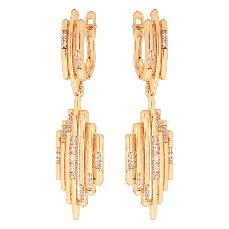 Сережки Xuping колір Позолота 18К англійський замок "Декоративні підвіски з кристалами" фото №1