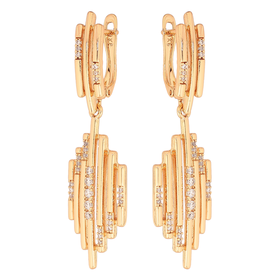 Сережки Xuping колір Позолота 18К англійський замок "Декоративні підвіски з кристалами" фото №1