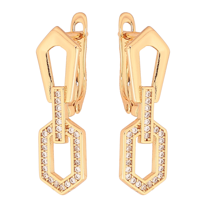 Серьги Xuping цвет Позолота 18K английский замок "Подвески с кристаллами" фото №1