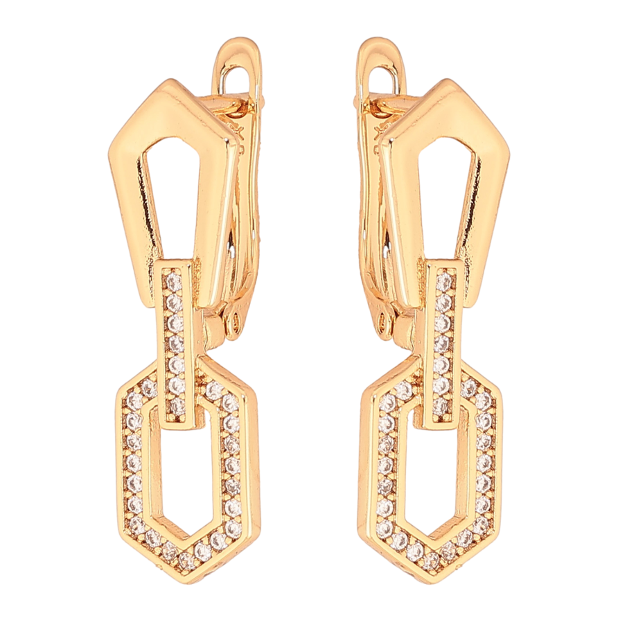 Сережки Xuping колір Позолота 18K англійський замок "Підвіски з кристалами" фото №1