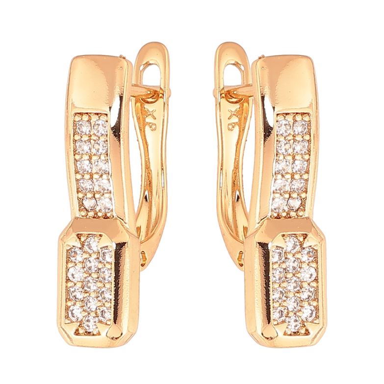 Сережки Xuping колір Позолота 18К англійський замок "Інкрустація кристалами" фото №1