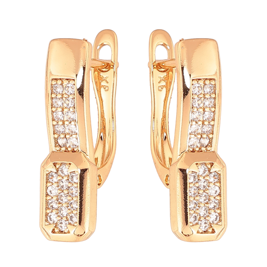 Сережки Xuping колір Позолота 18К англійський замок "Інкрустація кристалами" фото №1