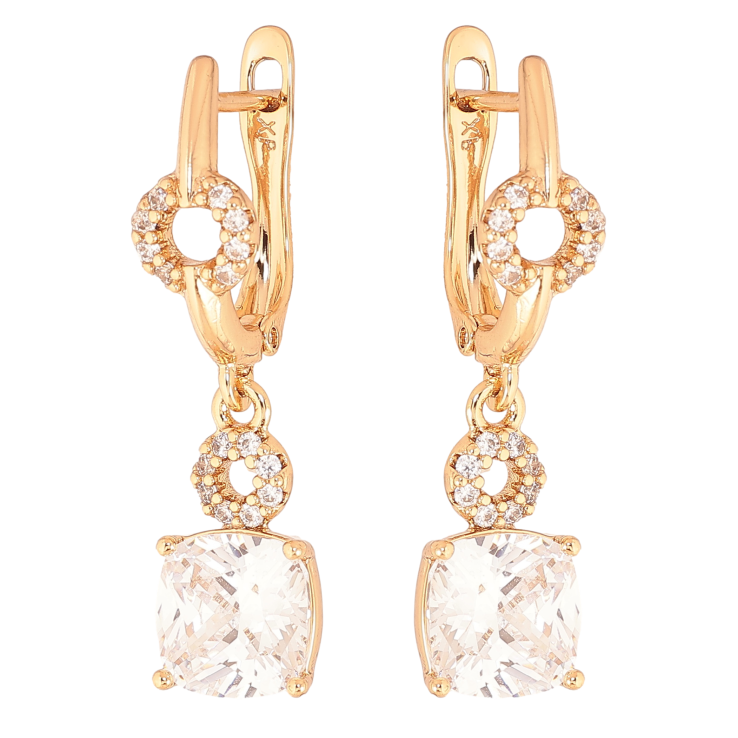 Сережки Xuping колір Позолота 18K англійський замок "Підвіски з кристалами" фото №4