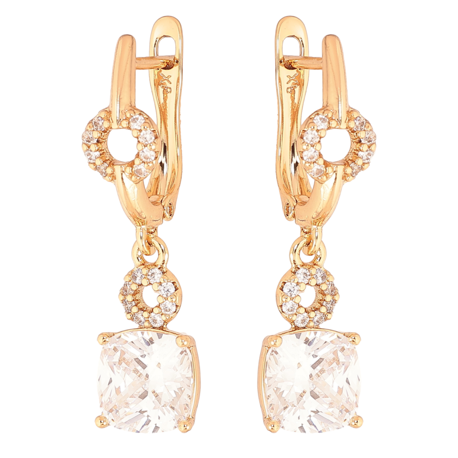 Сережки Xuping колір Позолота 18K англійський замок "Підвіски з кристалами" фото №1