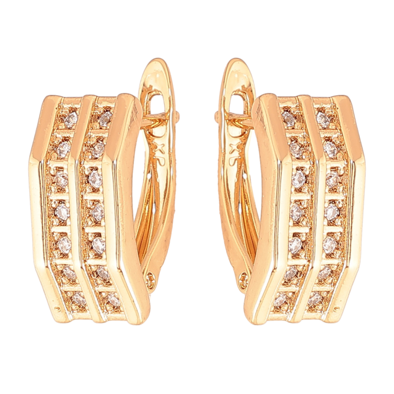 Серьги Xuping цвет Позолота 18K английский замок "Узор с кристаллами" фото №1