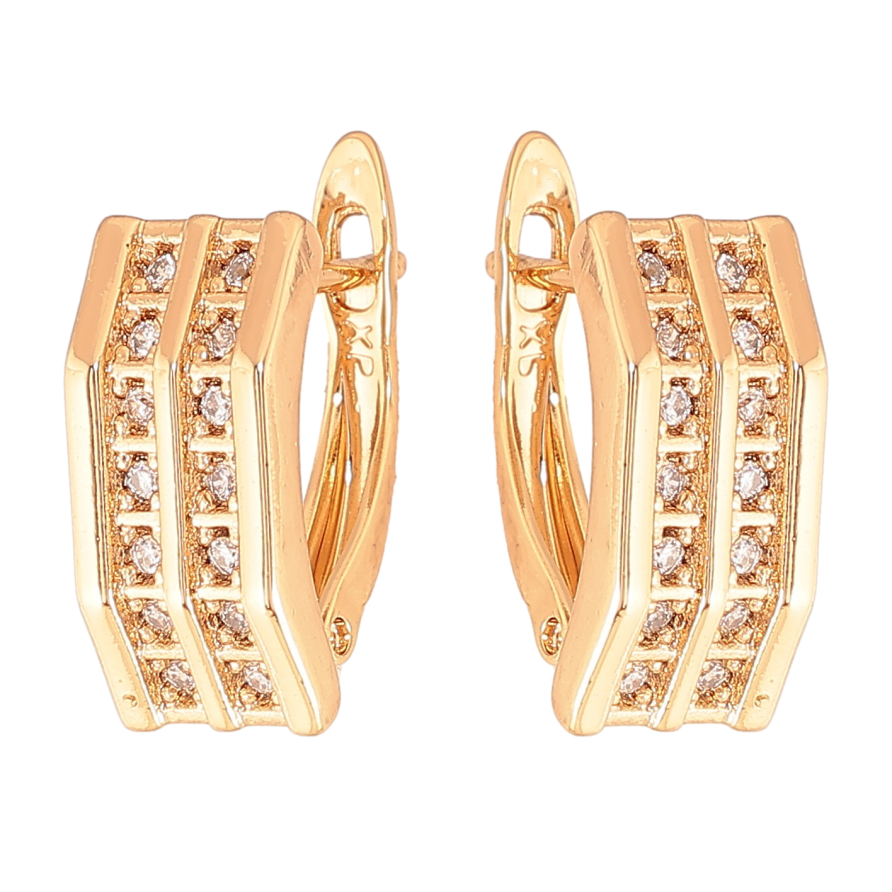 Серьги Xuping цвет Позолота 18K английский замок "Узор с кристаллами" фото №1