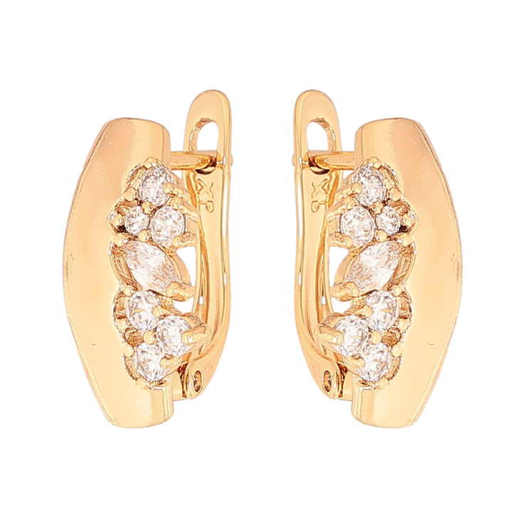 Сережки Xuping колір Позолота 18К англійський замок "Візерунок з кристалами" фото №25 Сережки Xuping колір Позолота 18К англійський замок "Візерунок з кристалами" фото №25