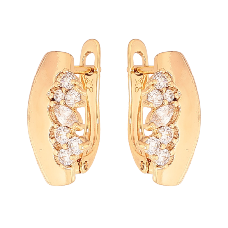 Сережки Xuping колір Позолота 18К англійський замок "Візерунок з кристалами" фото №1