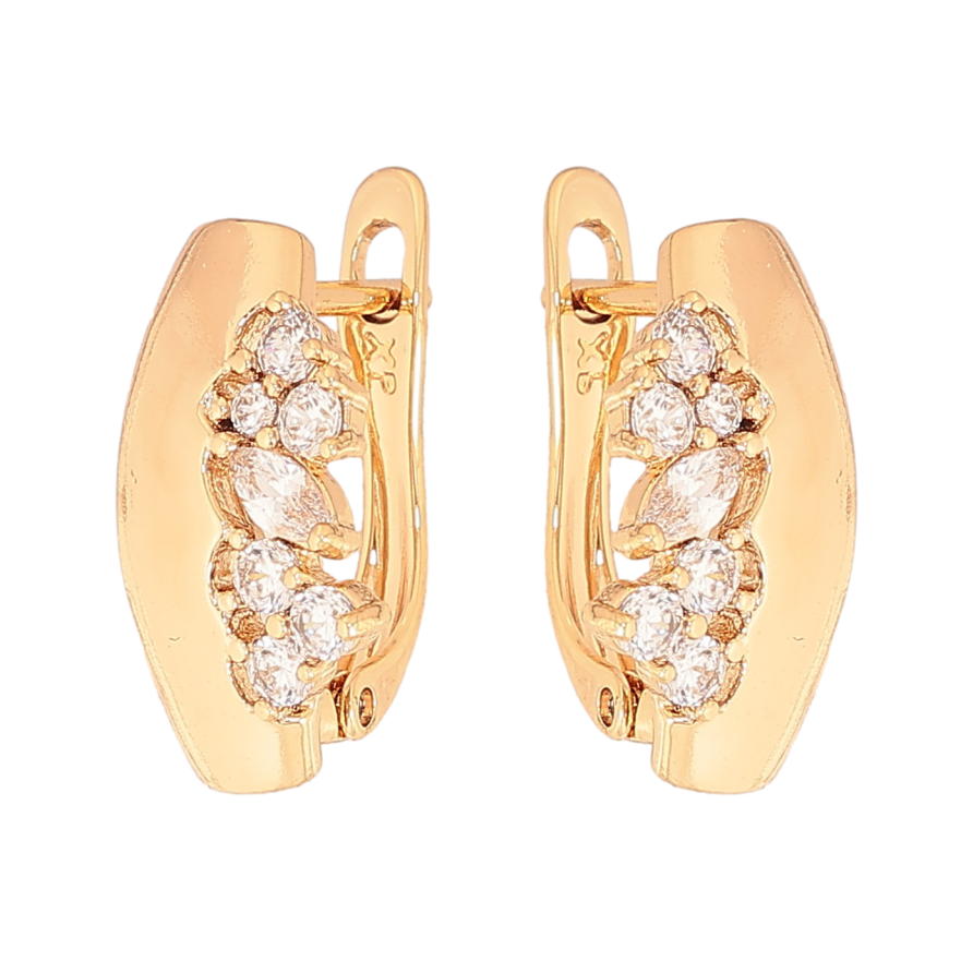 Сережки Xuping колір Позолота 18К англійський замок "Візерунок з кристалами" фото №1