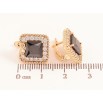 Серьги Xuping цвет Позолота 18K английский замок "Черные кристаллы в обрамлении" фото №2
