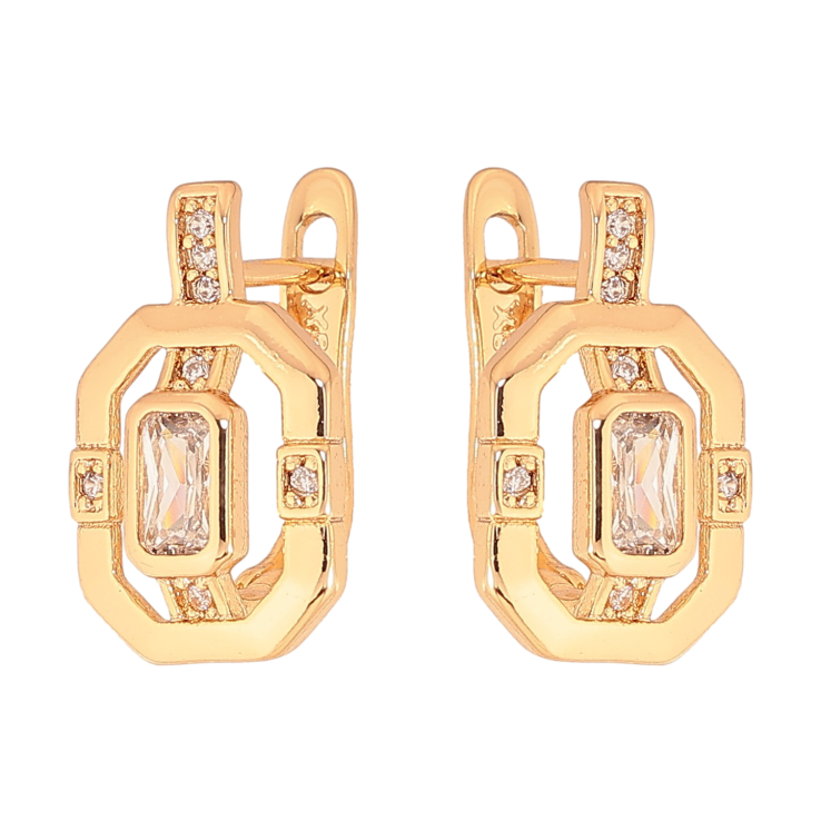 Сережки Xuping колір Позолота 18К англійський замок "Візерунок з кристалами" фото №17 Сережки Xuping колір Позолота 18К англійський замок "Візерунок з кристалами" фото №17