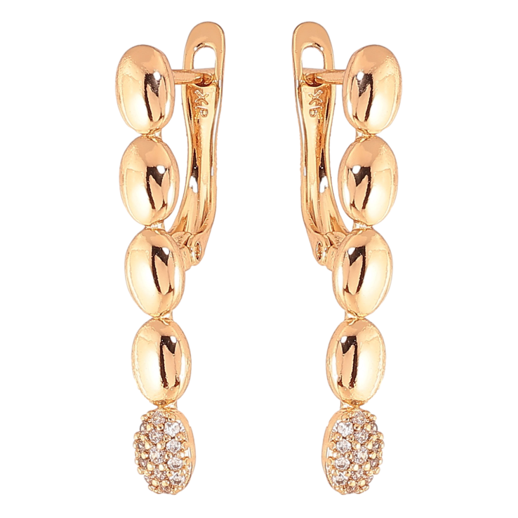 Сережки Xuping колір Позолота 18К англійський замок "Візерунок з кристалами" фото №7 Сережки Xuping колір Позолота 18К англійський замок "Візерунок з кристалами" фото №7