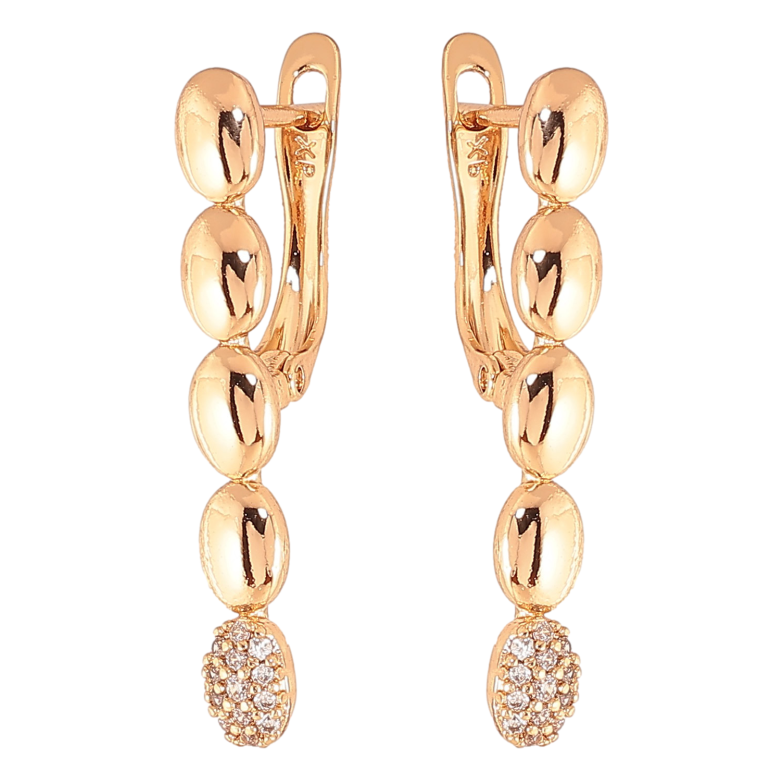 Сережки Xuping колір Позолота 18К англійський замок "Візерунок з кристалами" фото №1