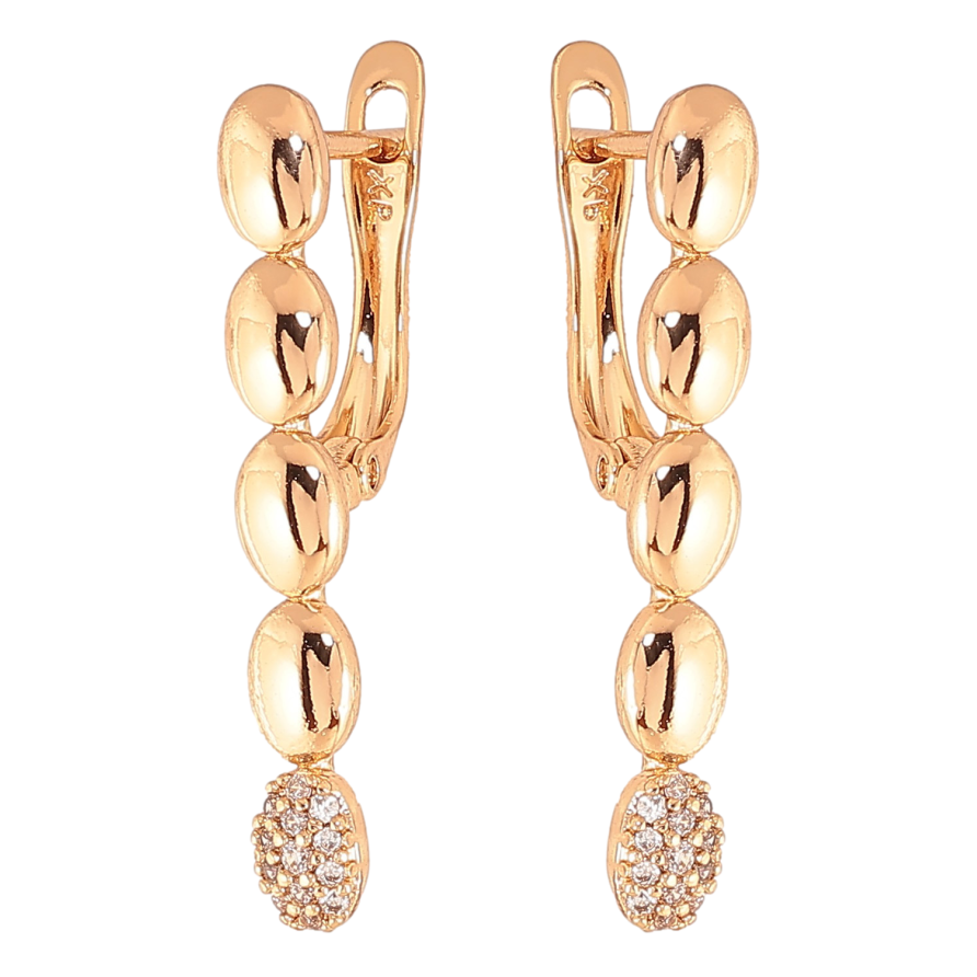 Сережки Xuping колір Позолота 18К англійський замок "Візерунок з кристалами" фото №1