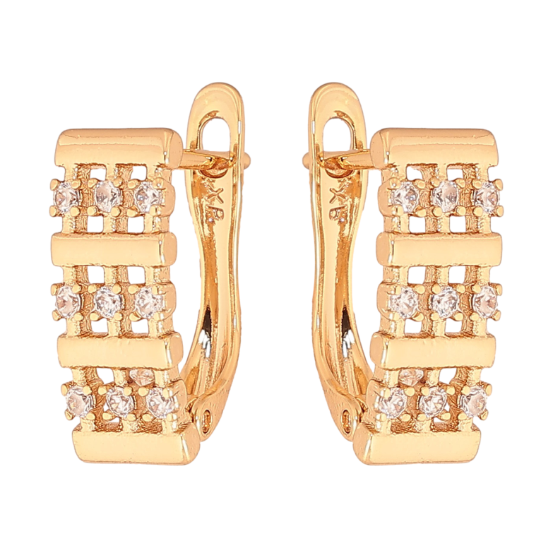 Сережки Xuping колір Позолота 18К англійський замок "Візерунок з кристалами" фото №1