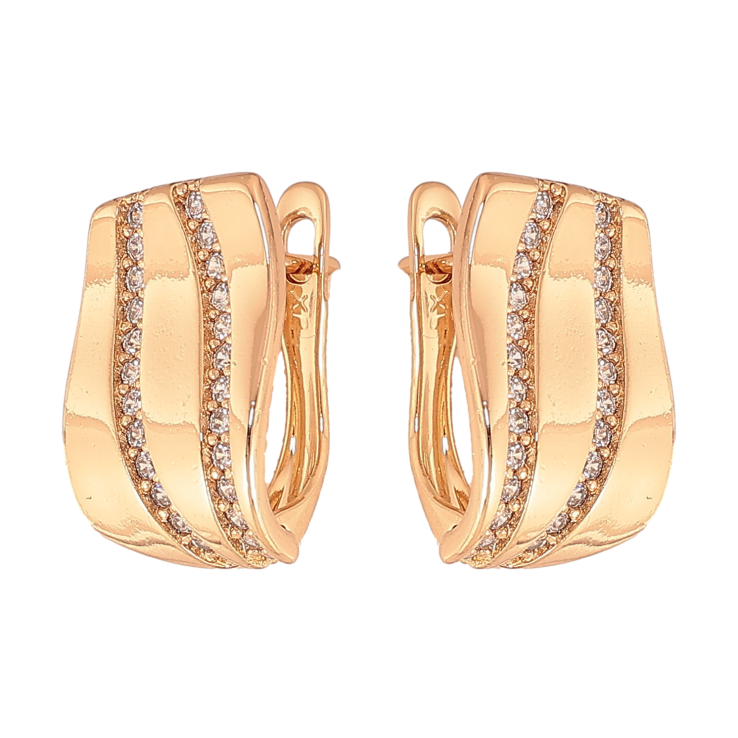 Сережки Xuping колір Позолота 18К англійський замок "Візерунок з кристалами" фото №22 Сережки Xuping колір Позолота 18К англійський замок "Візерунок з кристалами" фото №22