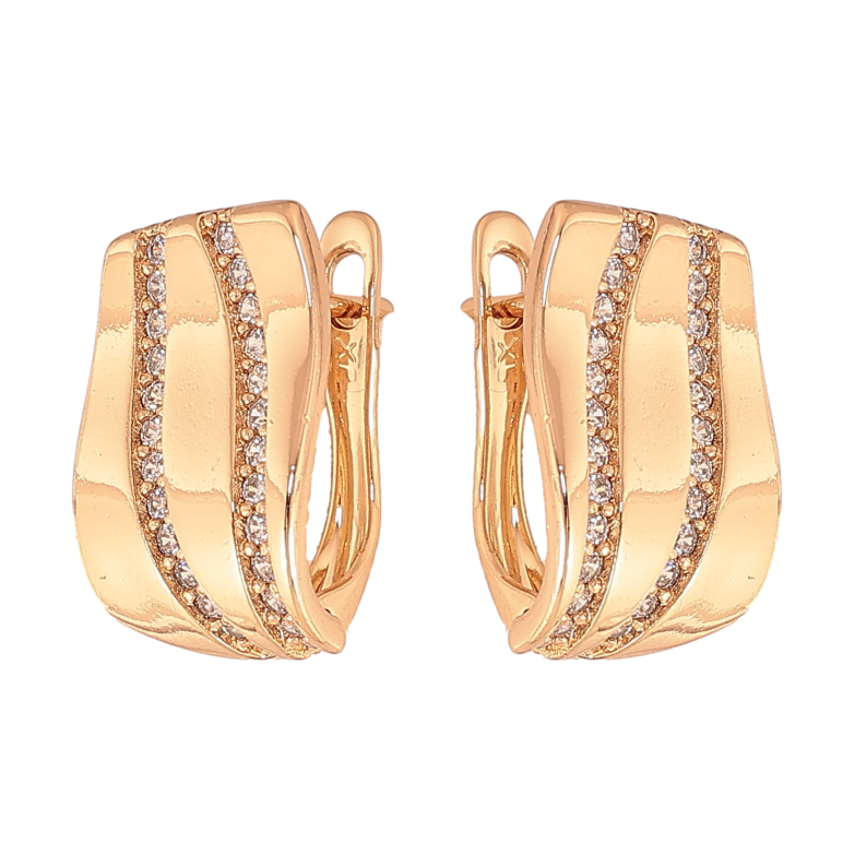 Сережки Xuping колір Позолота 18К англійський замок "Візерунок з кристалами" фото №1