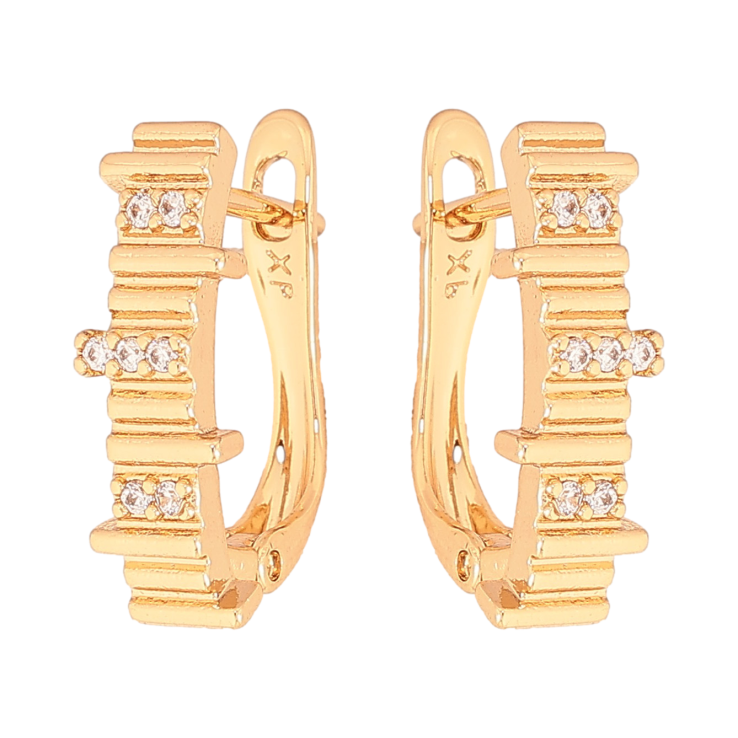 Сережки Xuping колір Позолота 18K англійський замок "Візерунок з кристалами" фото №24