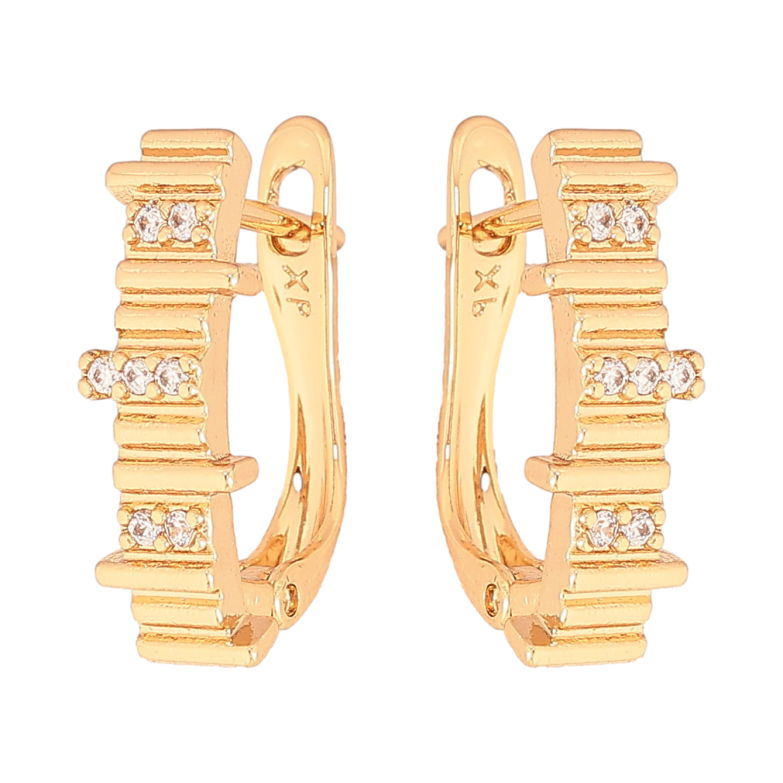 Сережки Xuping колір Позолота 18K англійський замок "Візерунок з кристалами" фото №4