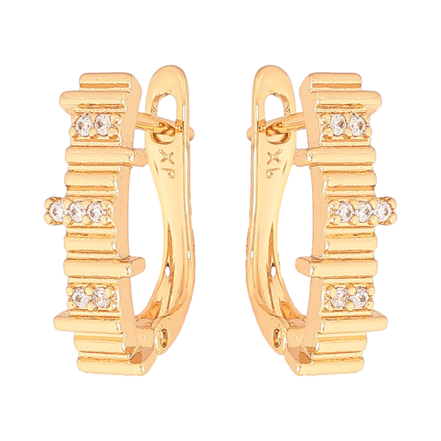 Сережки Xuping колір Позолота 18K англійський замок "Візерунок з кристалами" фото №1