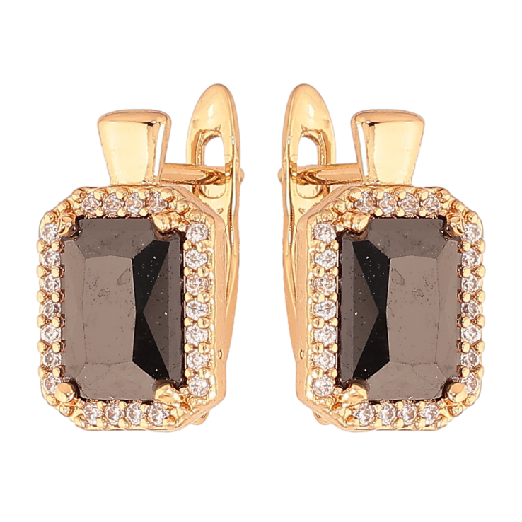 Серьги Xuping цвет Позолота 18K английский замок "Черные кристаллы в обрамлении" фото №11 Серьги Xuping цвет Позолота 18K английский замок "Черные кристаллы в обрамлении" фото №11