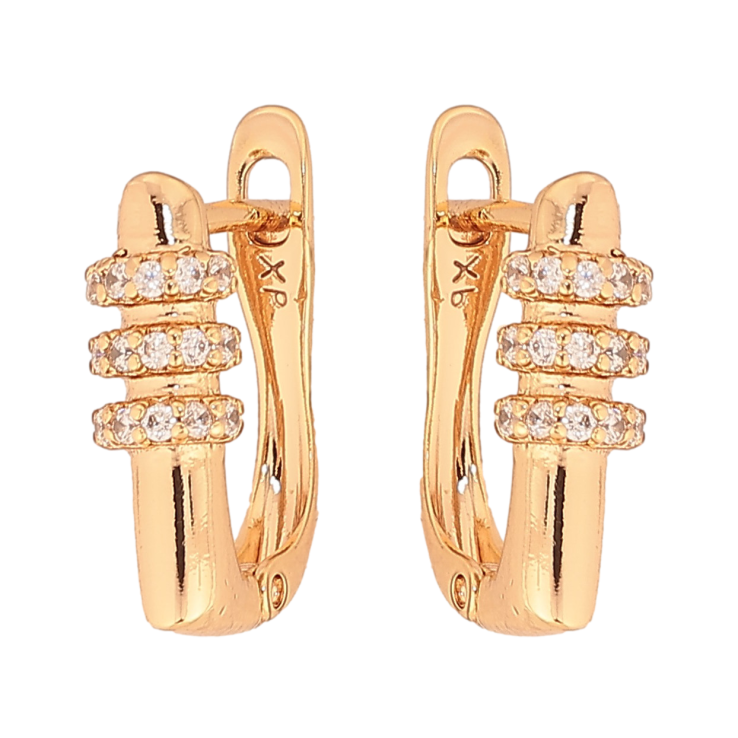 Сережки Xuping колір Позолота 18К англійський замок "Візерунок з кристалами" фото №6 Сережки Xuping колір Позолота 18К англійський замок "Візерунок з кристалами" фото №6