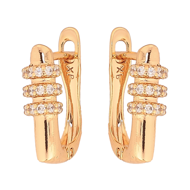 Серьги Xuping цвет Позолота 18К английский замок "Узор с кристаллами" фото №2