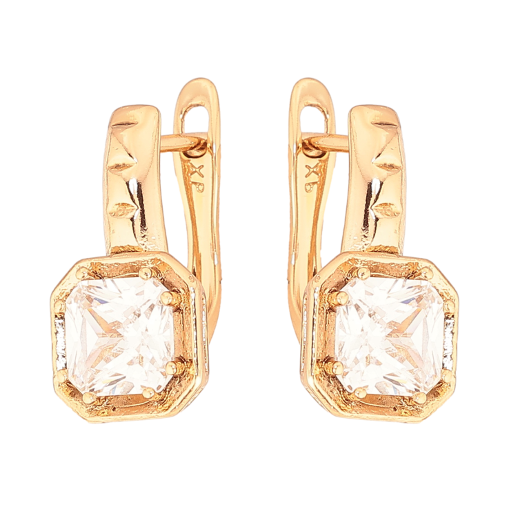 Серьги Xuping цвет Позолота 18K английский замок "Кристаллы" фото №7