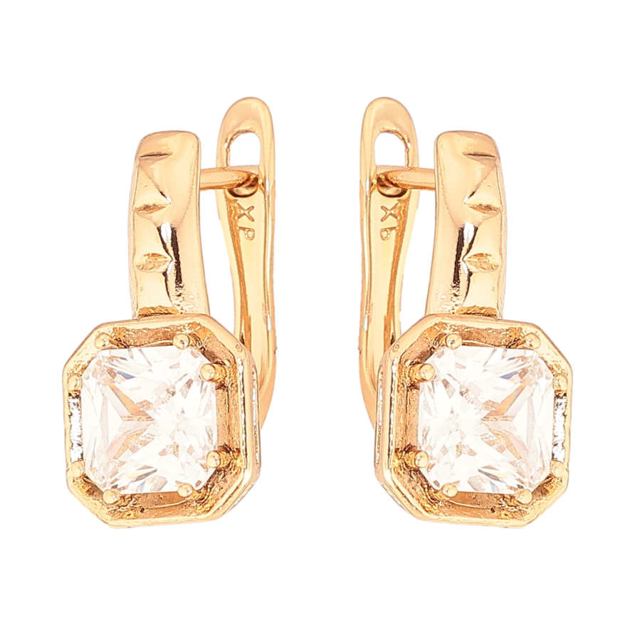 Серьги Xuping цвет Позолота 18K английский замок "Кристаллы" фото №1