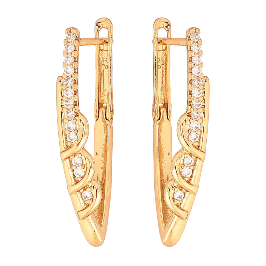 Серьги Xuping цвет Позолота 18К английский замок "Узор с кристаллами" фото №1 Серьги Xuping цвет Позолота 18К английский замок "Узор с кристаллами" фото №1