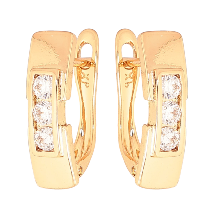 Серьги Xuping цвет Позолота 18K английский замок "Узор с кристаллами" фото №12