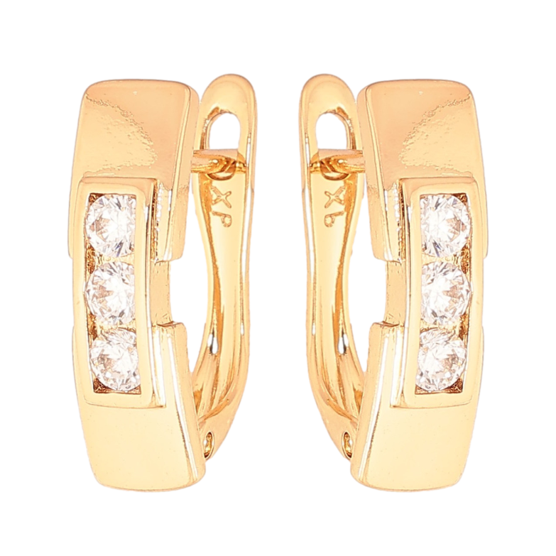 Сережки Xuping колір Позолота 18K англійський замок "Візерунок з кристалами" фото №1