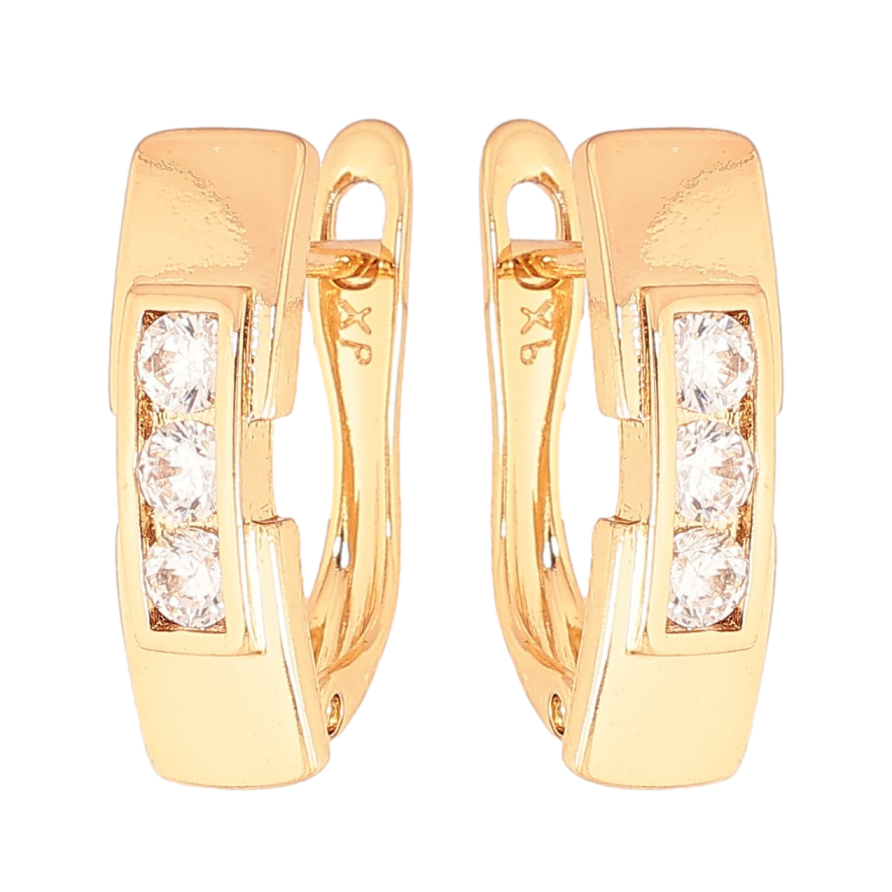 Сережки Xuping колір Позолота 18K англійський замок "Візерунок з кристалами" фото №1