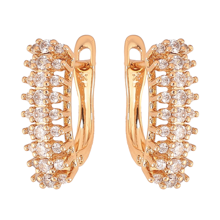 Серьги Xuping цвет Позолота 18K английский замок "Инкрустация кристаллами" фото №3