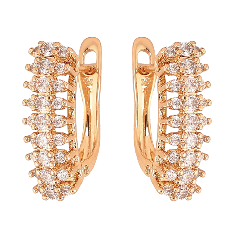 Серьги Xuping цвет Позолота 18K английский замок "Инкрустация кристаллами" фото №1