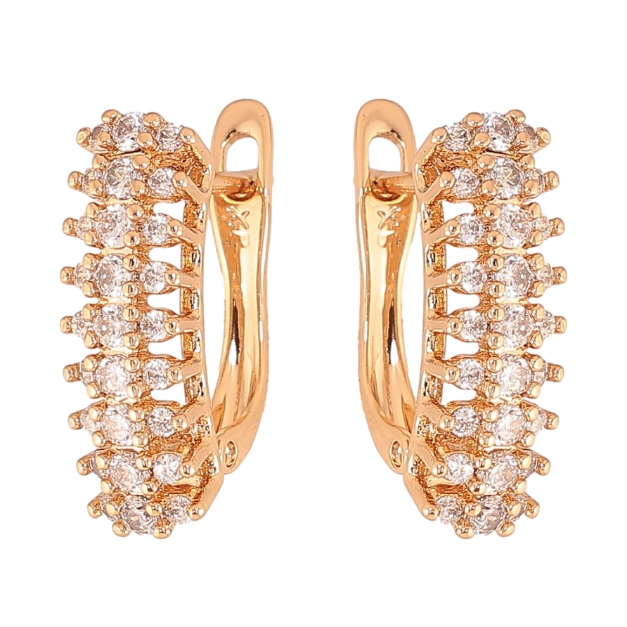 Серьги Xuping цвет Позолота 18K английский замок "Инкрустация кристаллами" фото №1