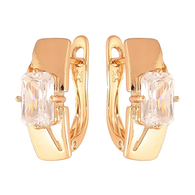 Серьги Xuping цвет Позолота 18K английский замок "Узор с кристаллами" фото №20