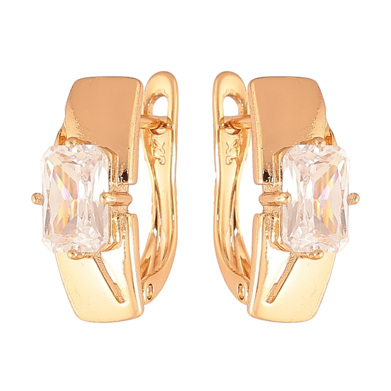 Серьги Xuping цвет Позолота 18K английский замок "Узор с кристаллами" фото №1