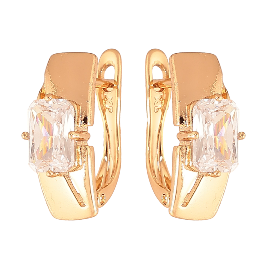 Серьги Xuping цвет Позолота 18K английский замок "Узор с кристаллами" фото №1