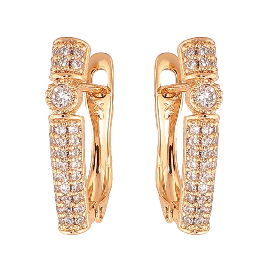 Серьги Xuping цвет Позолота 18K английский замок "Инкрустация кристаллами" фото №1